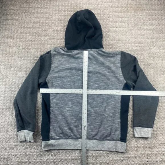 Hurley Sweater Men Large L Gray Hoodie Pull Over 1/4 Button Casual Logo Sports - Picture 6 of 8
